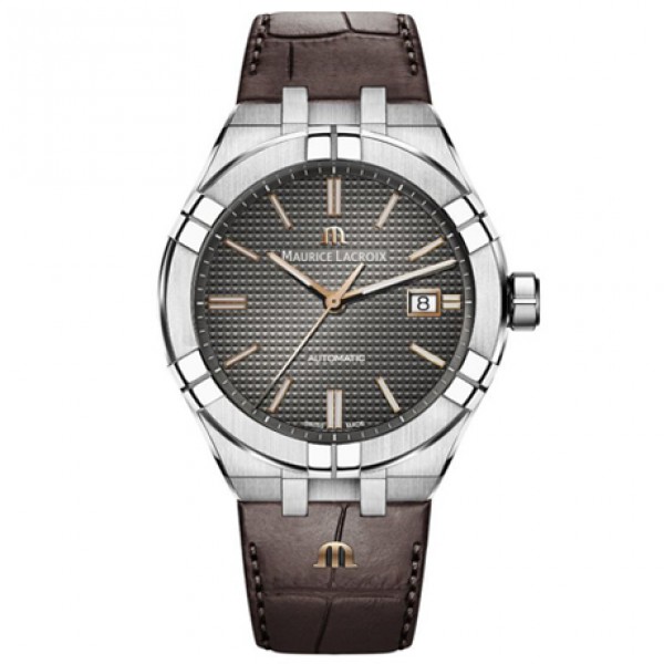 ĐỒNG HỒ NAM MAURICE LACROIX AIKON AUTOMATIC BLACK DIAL BROWN LEATHER  AI6008-SS001-331-1